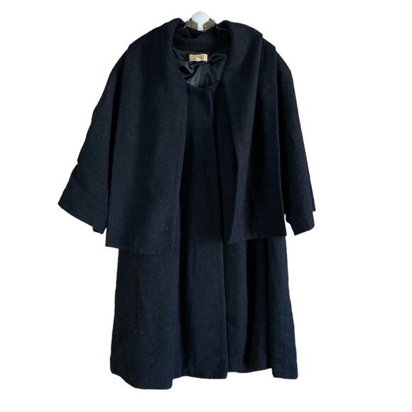 Piko 1988 Black Wool Swing Pea Coat Jacket 3/4 Cropped Sleeve SZ Small - Picture 2 of 8